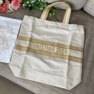 Dior Cream and Gold Tote Bag
